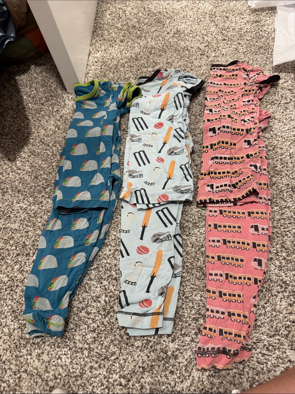 Kickee Pants Kids One-Piece Footies Trio in Blue, Light Blue & Pink